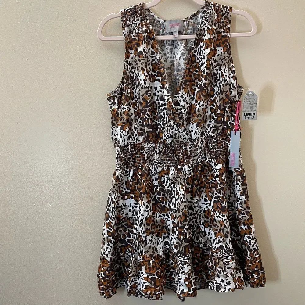 New! Forcynthia Beachwear| Large|Linen|Coverup|Cheetah|Has Stretch